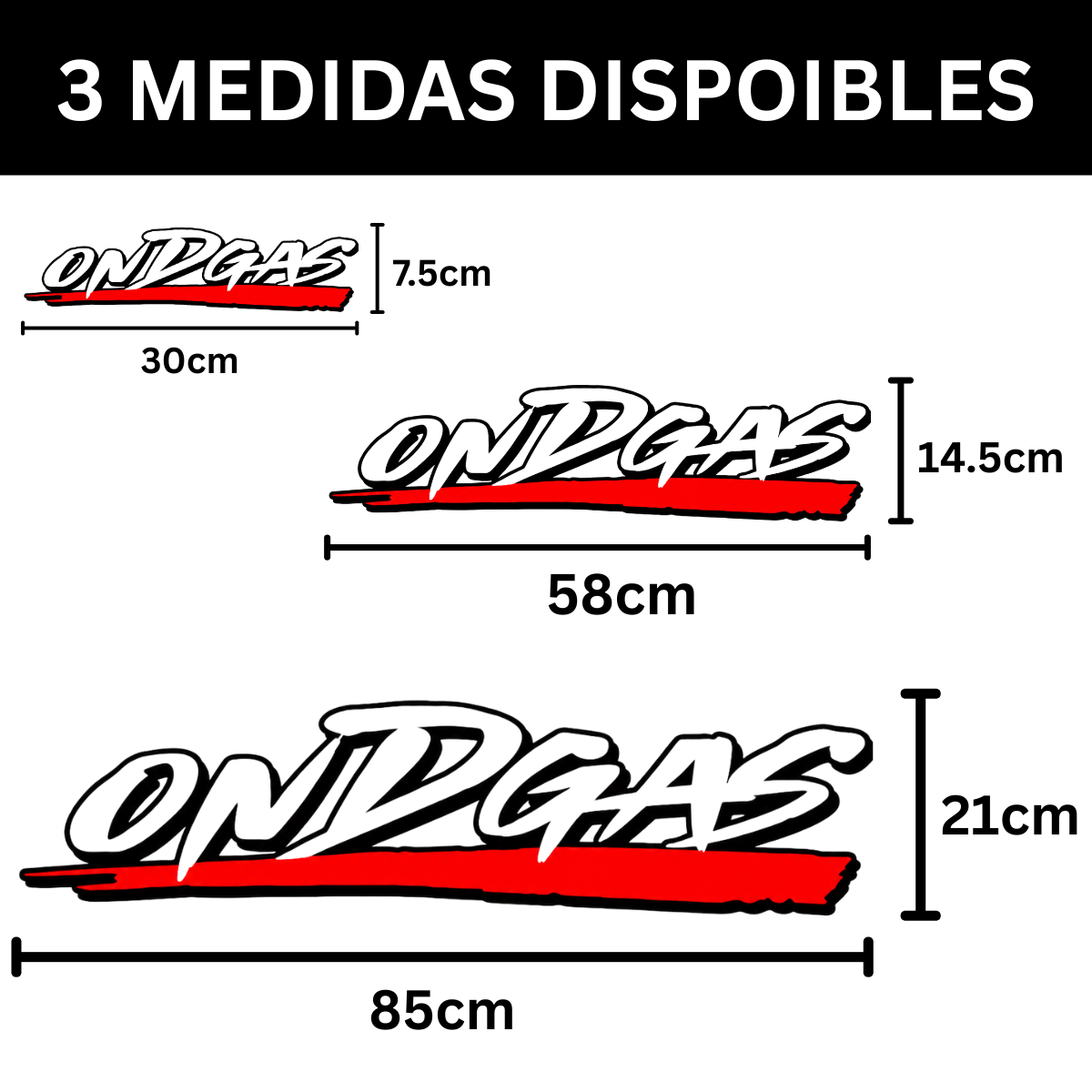 Calcomanía ONDGAS para Vidrio Trasero - Tres Medidas Disponibles