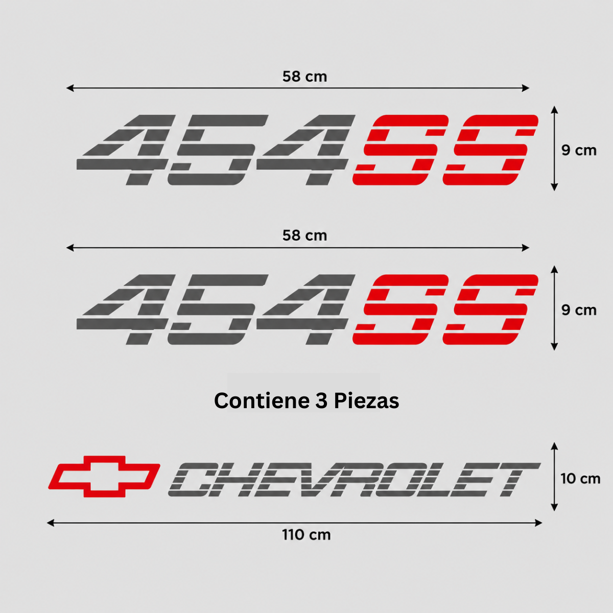 Kit Calcomanías Chevrolet 454SS – 3 Piezas en Vinil