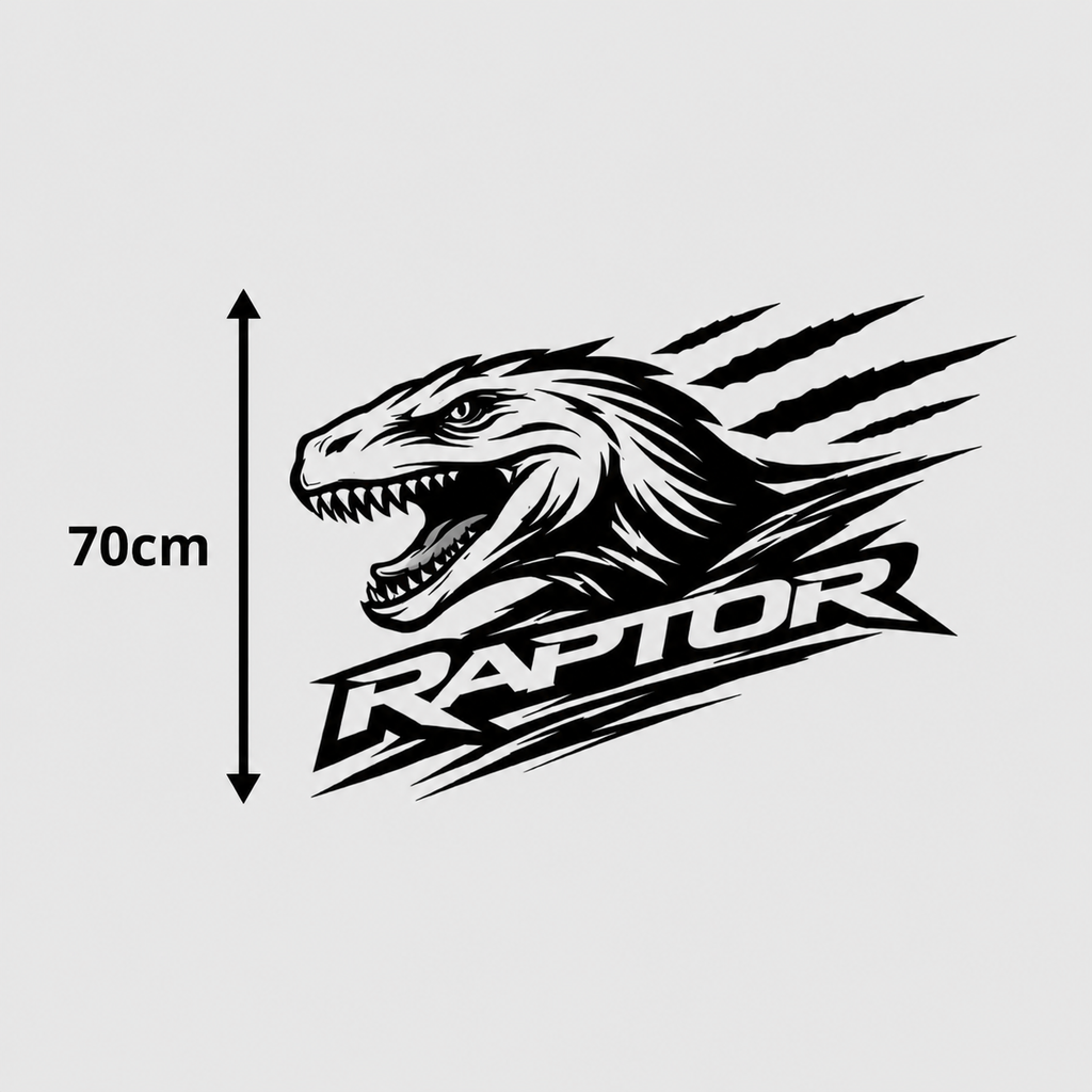 Calcomanía Raptor Dinosaurio con Texto 70 cm