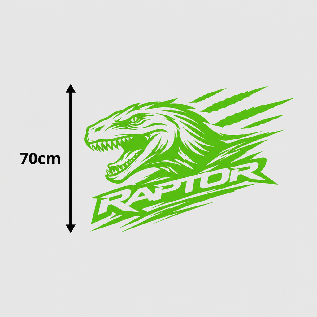 Calcomanía Raptor Dinosaurio con Texto 70 cm