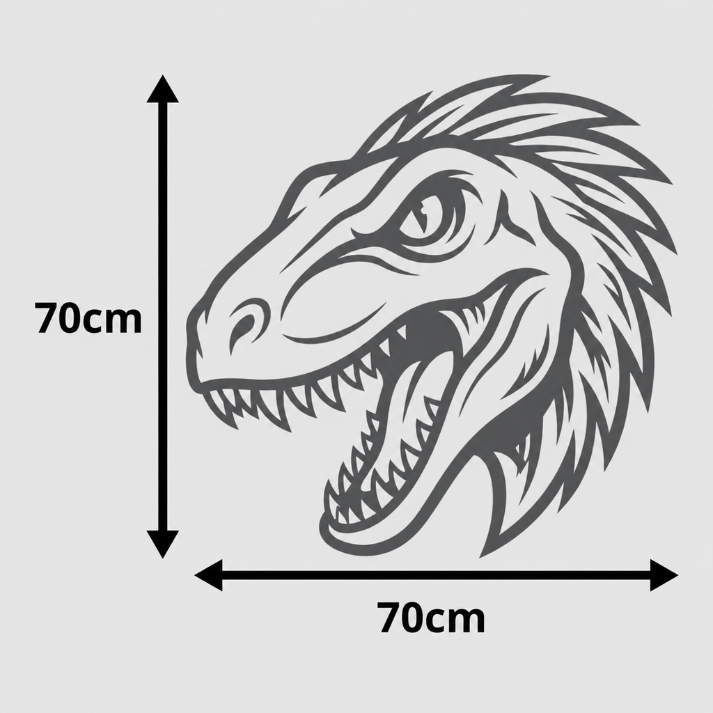 Calcomanía para camioneta, Cabeza Raptor 70x70 cm