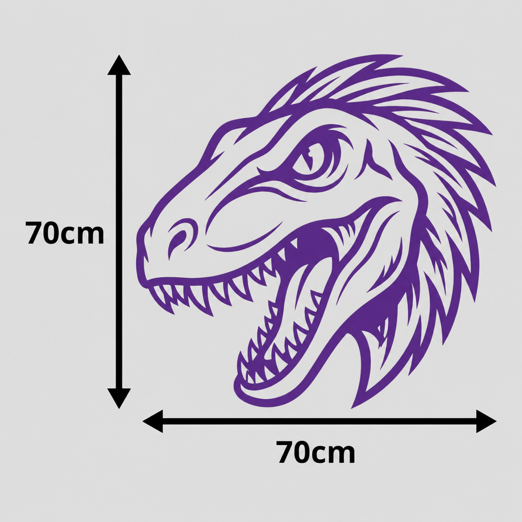 Calcomanía para camioneta, Cabeza Raptor 70x70 cm