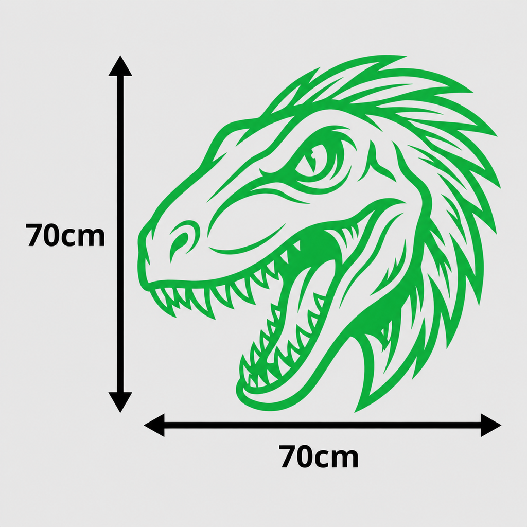 Calcomanía para camioneta, Cabeza Raptor 70x70 cm