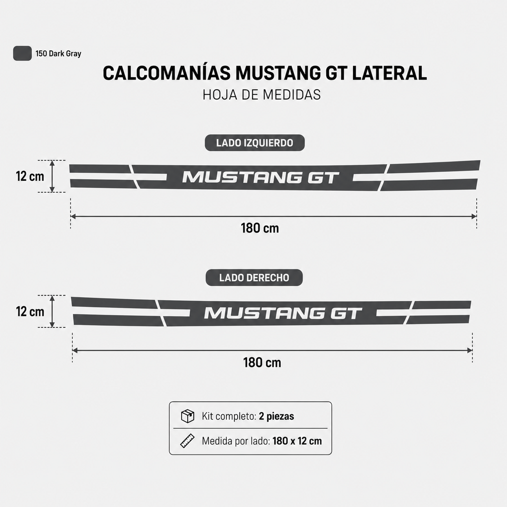 Calcomanías Mustang GT Laterales – Kit 2 Piezas