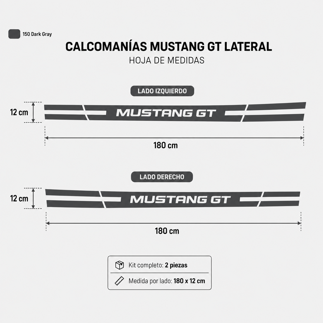 Calcomanías Mustang GT Laterales – Kit 2 Piezas