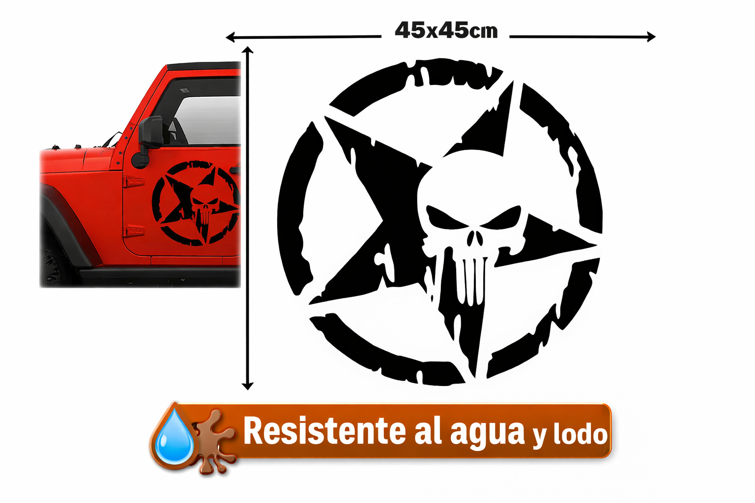 Sticker Jeep Punisher 45x45 cm | Vinil para Auto