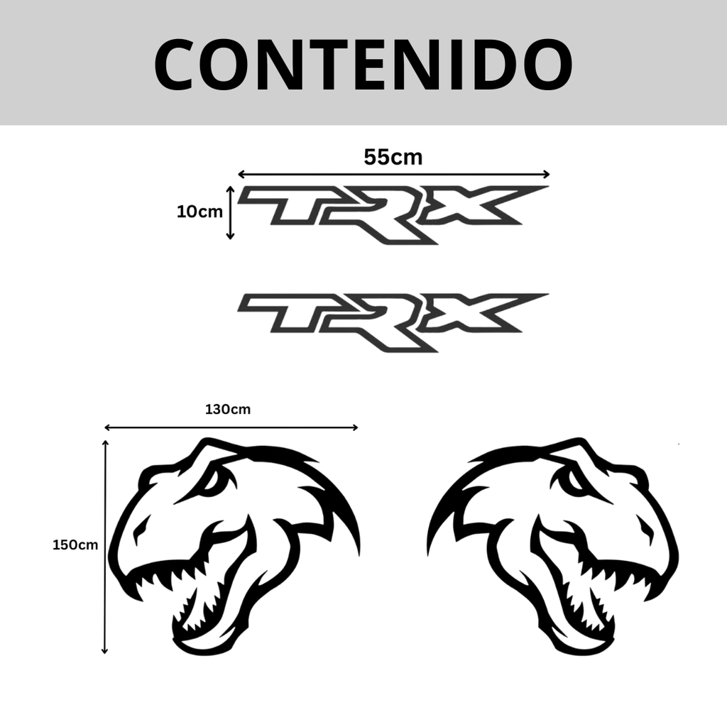 Kit Completo Calcomanías TRX Laterales + Dinosaurio T-Rex