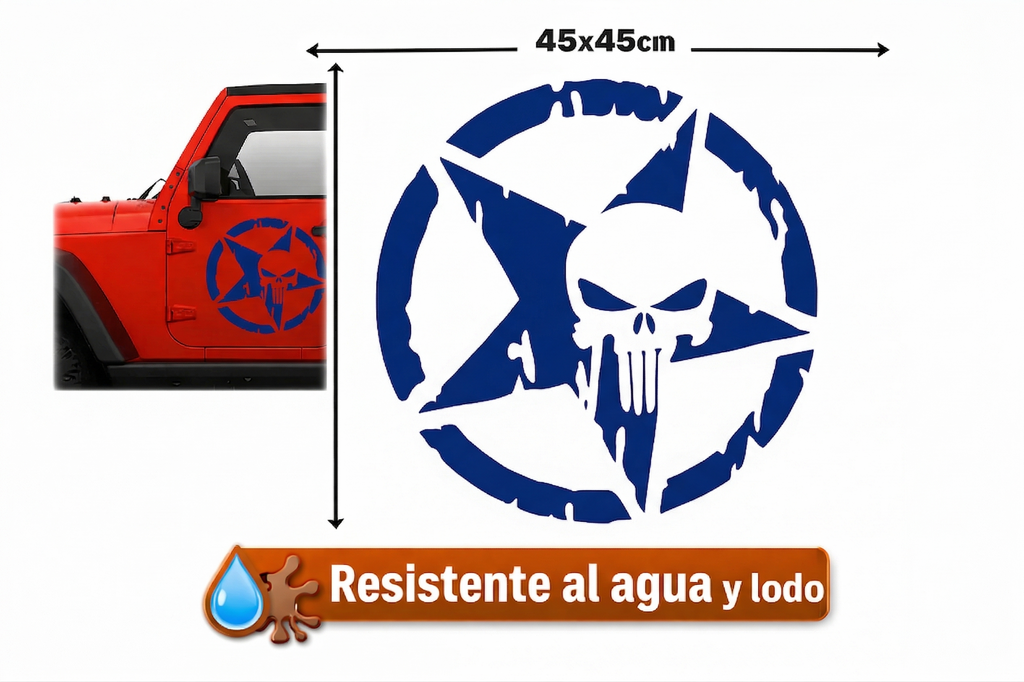 Sticker Jeep Punisher 45x45 cm | Vinil para Auto