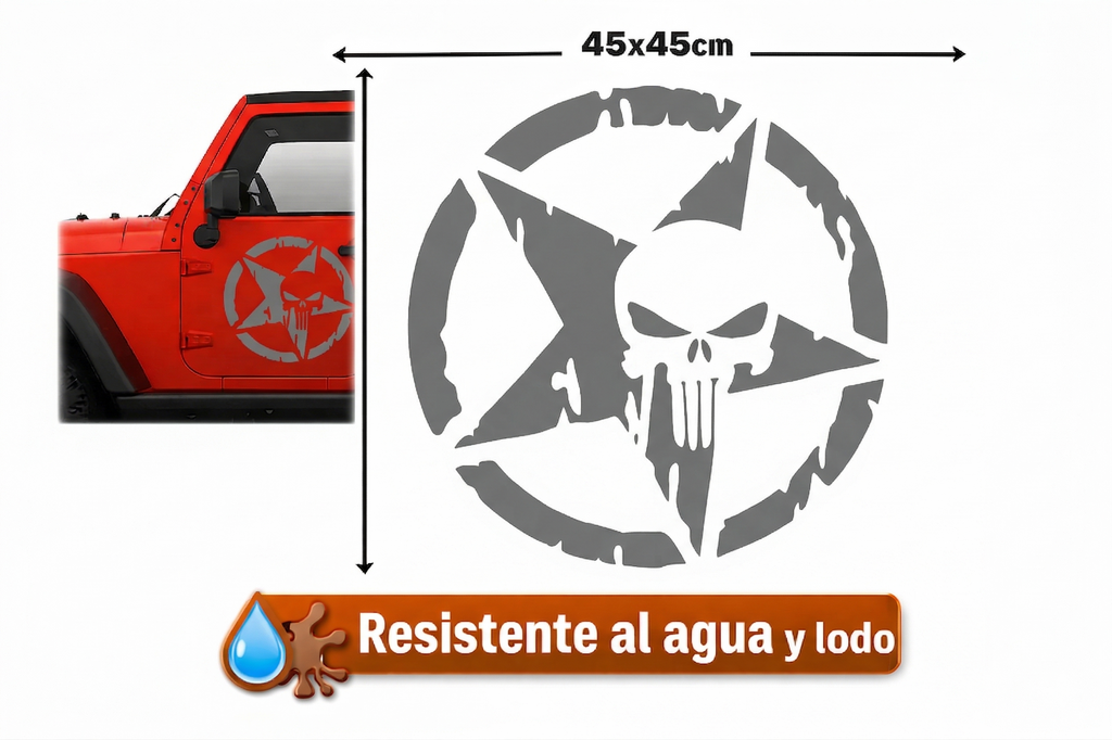 Sticker Jeep Punisher 45x45 cm | Vinil para Auto