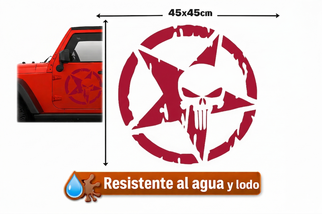 Sticker Jeep Punisher 45x45 cm | Vinil para Auto
