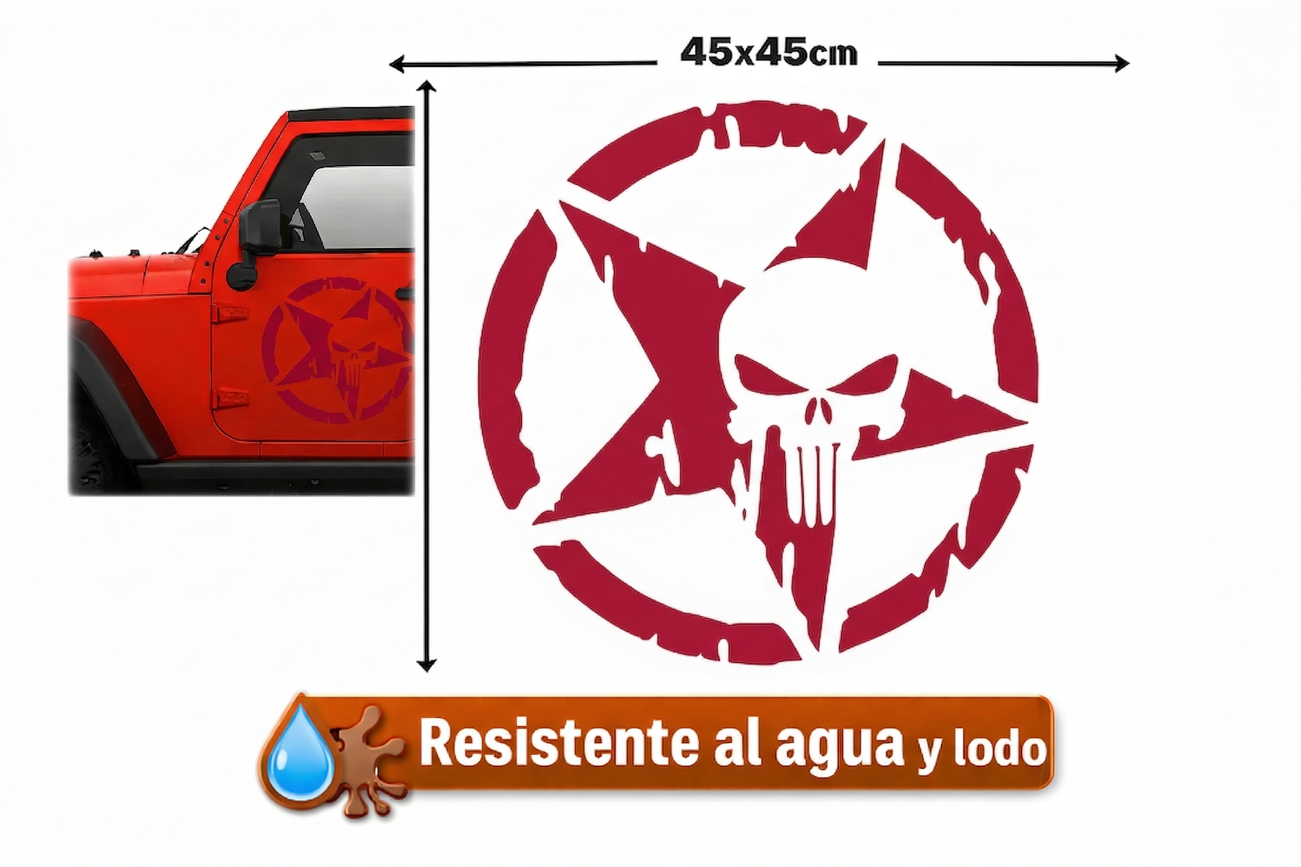 Sticker Jeep Punisher 45x45 cm | Vinil para Auto