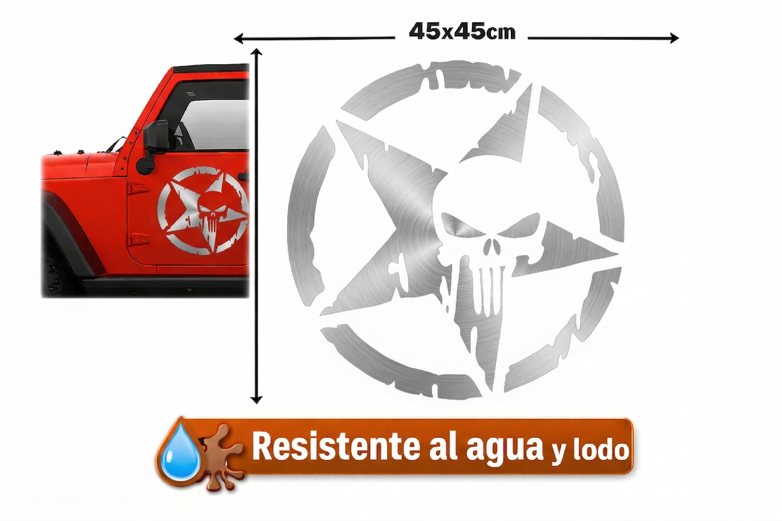 Sticker Jeep Punisher 45x45 cm | Vinil para Auto