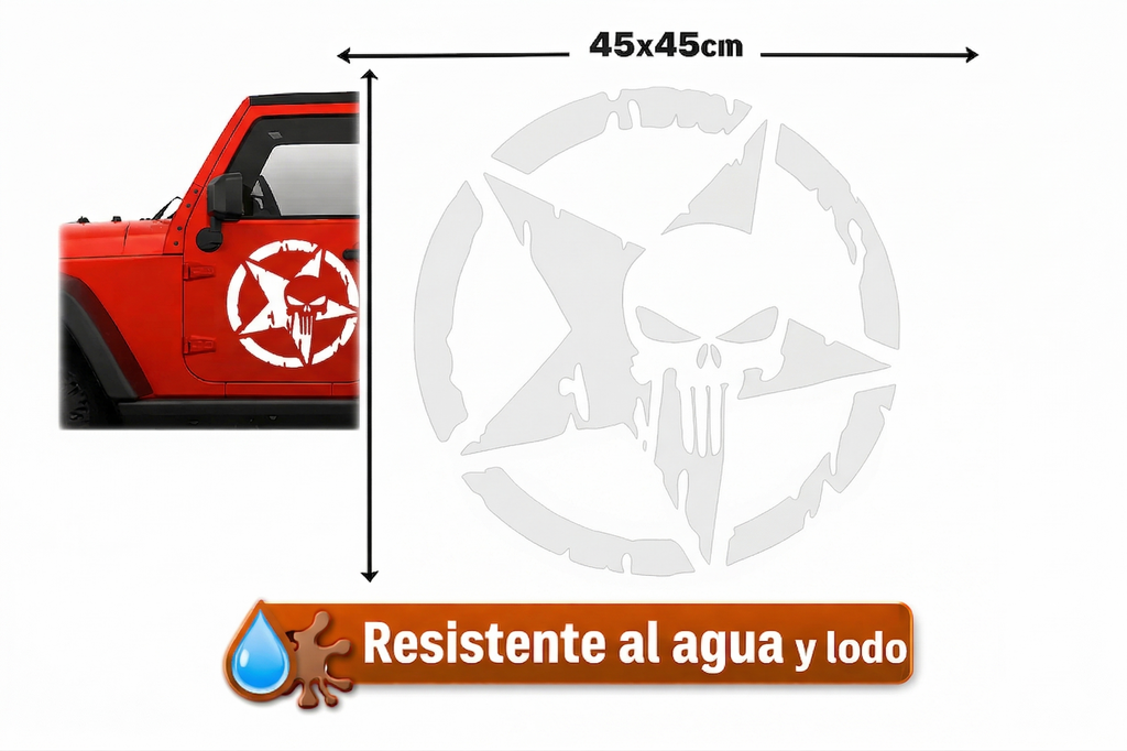 Sticker Jeep Punisher 45x45 cm | Vinil para Auto