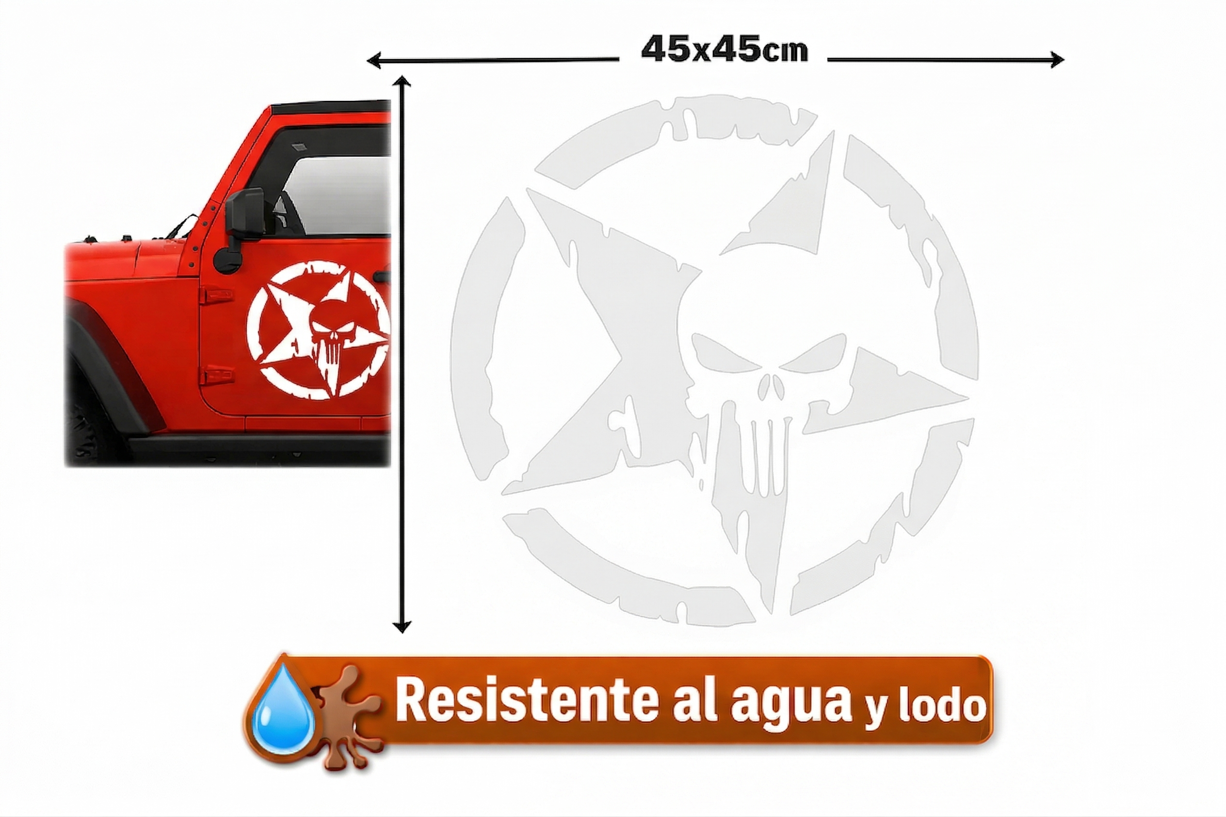 Sticker Jeep Punisher 45x45 cm | Vinil para Auto
