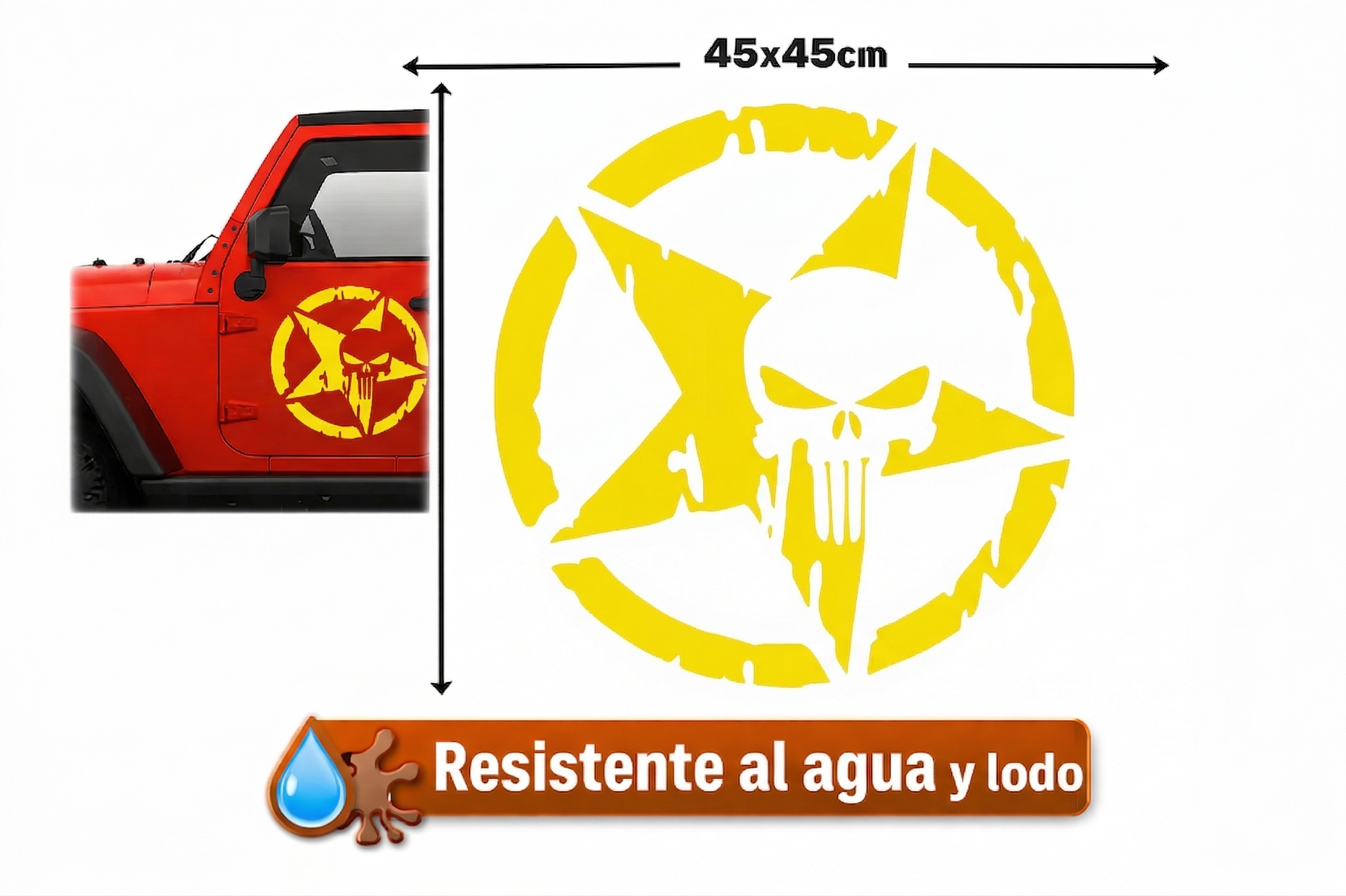Sticker Jeep Punisher 45x45 cm | Vinil para Auto