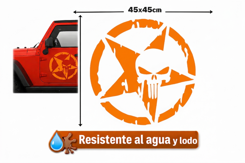 Sticker Jeep Punisher 45x45 cm | Vinil para Auto
