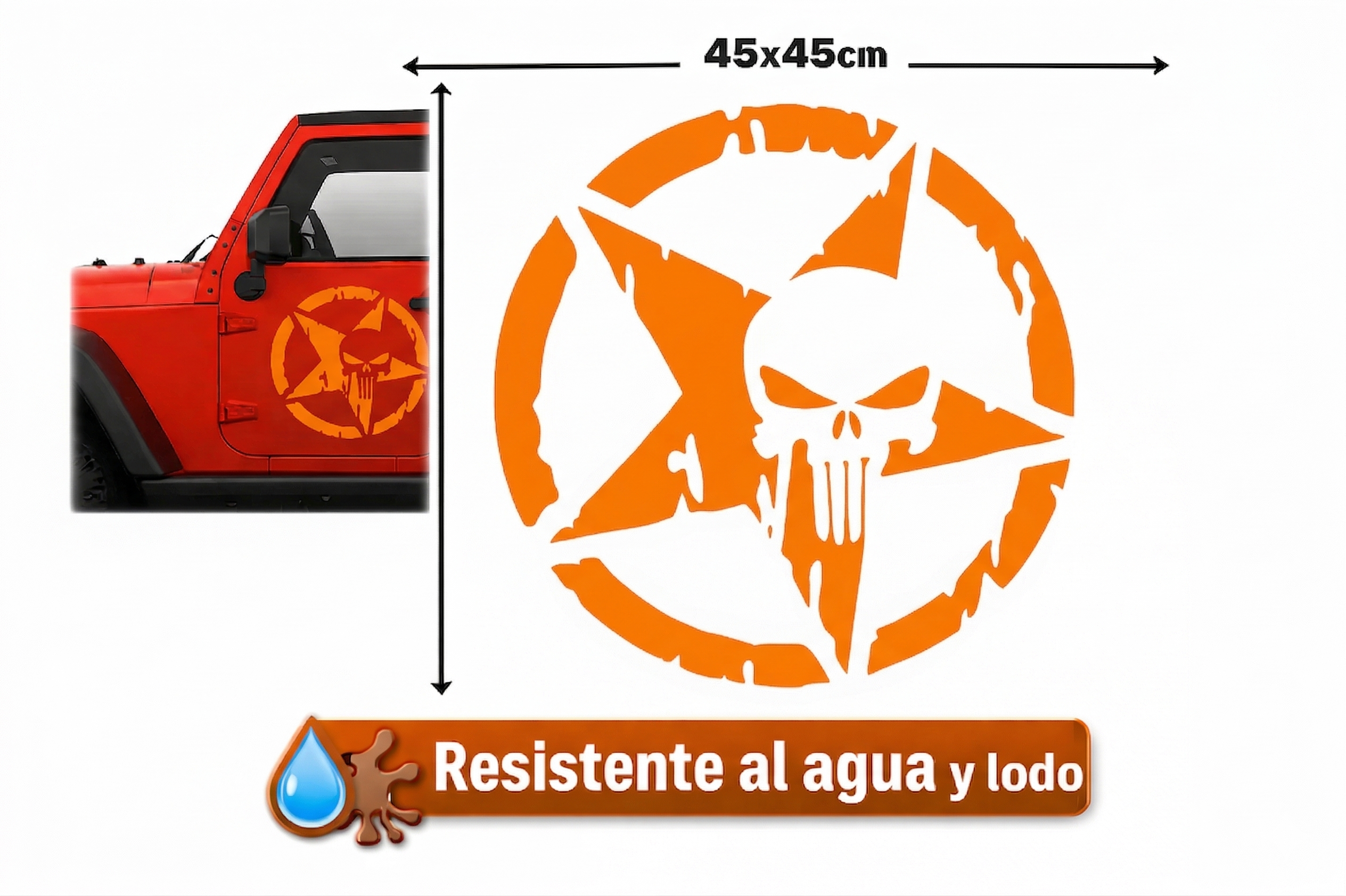 Sticker Jeep Punisher 45x45 cm | Vinil para Auto
