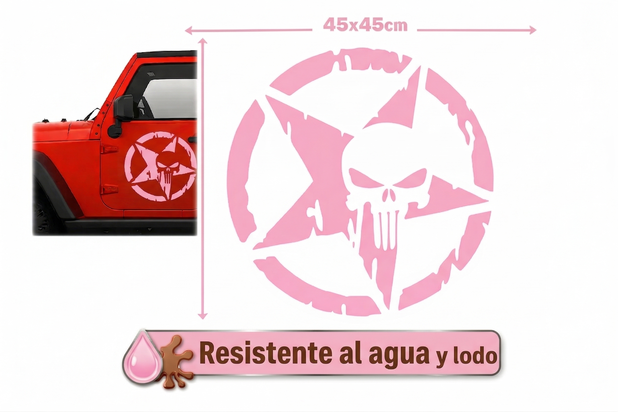 Sticker Jeep Punisher 45x45 cm | Vinil para Auto