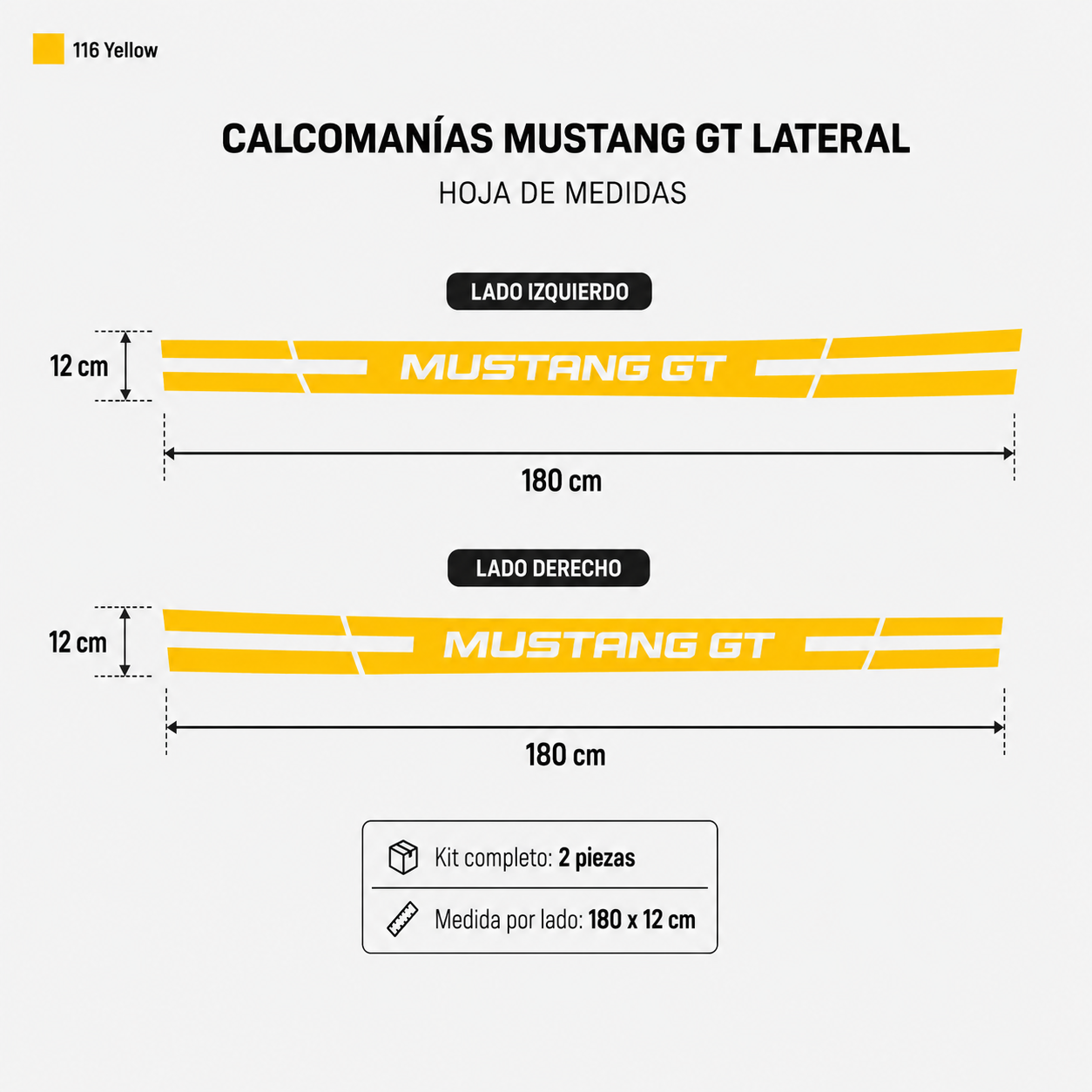 Calcomanías Mustang GT Laterales – Kit 2 Piezas