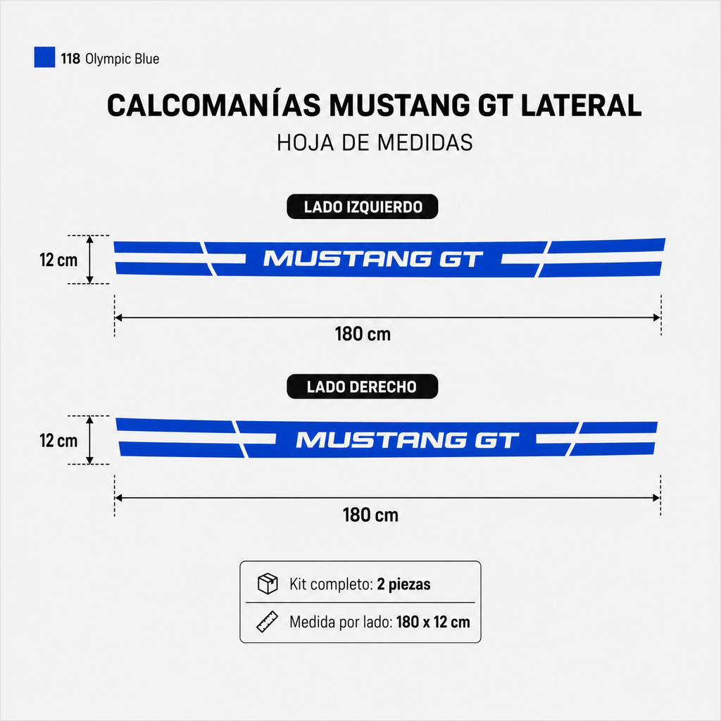 Calcomanías Mustang GT Laterales – Kit 2 Piezas