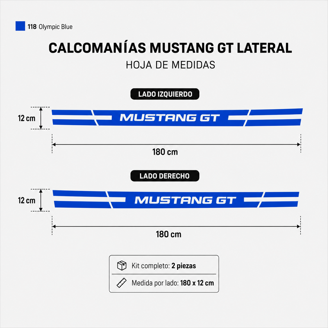 Calcomanías Mustang GT Laterales – Kit 2 Piezas