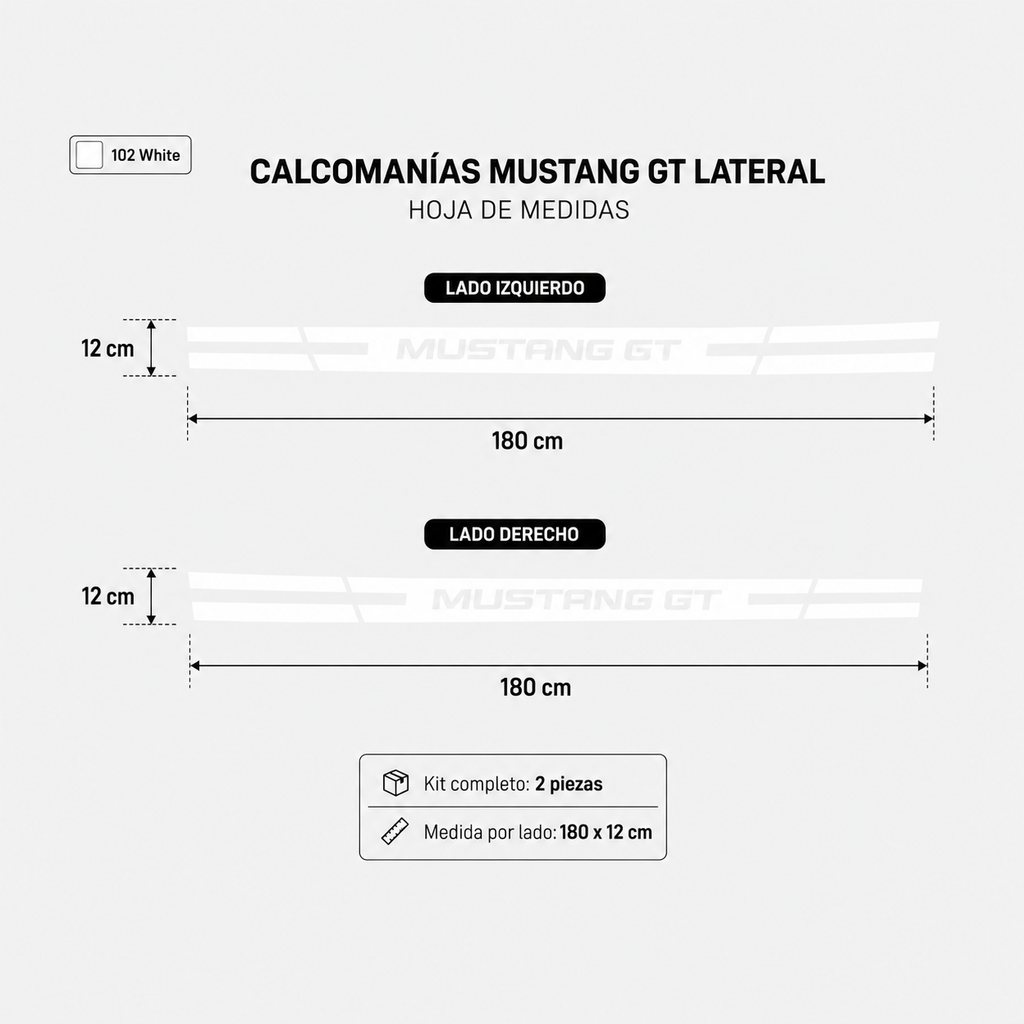 Calcomanías Mustang GT Laterales – Kit 2 Piezas