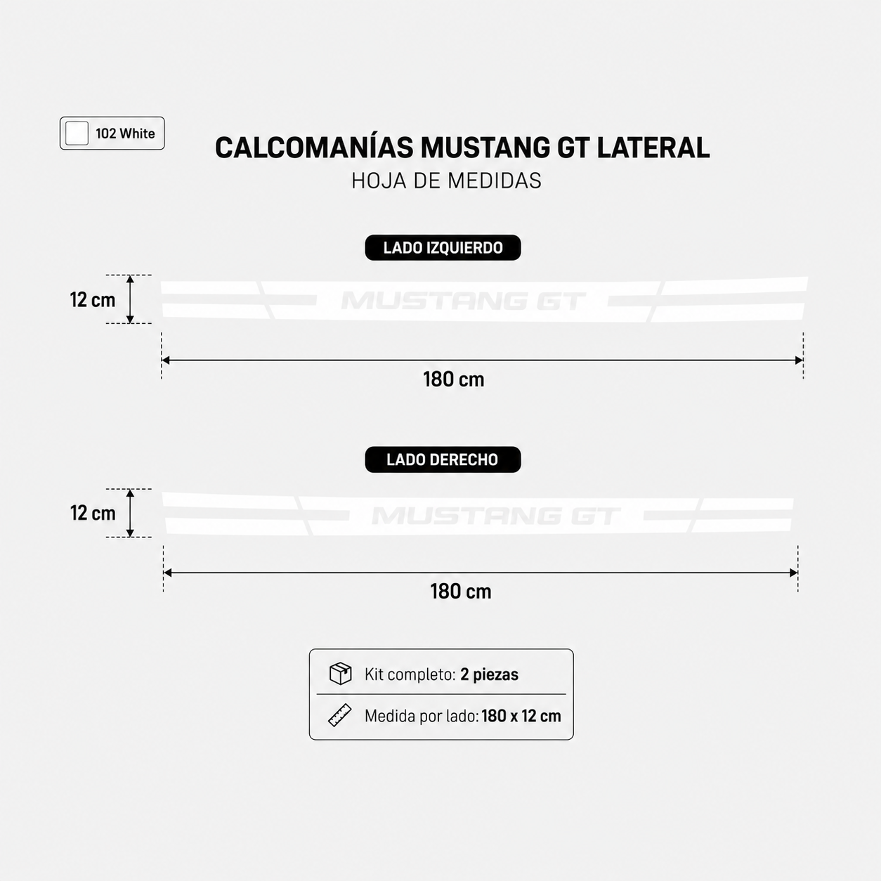 Calcomanías Mustang GT Laterales – Kit 2 Piezas