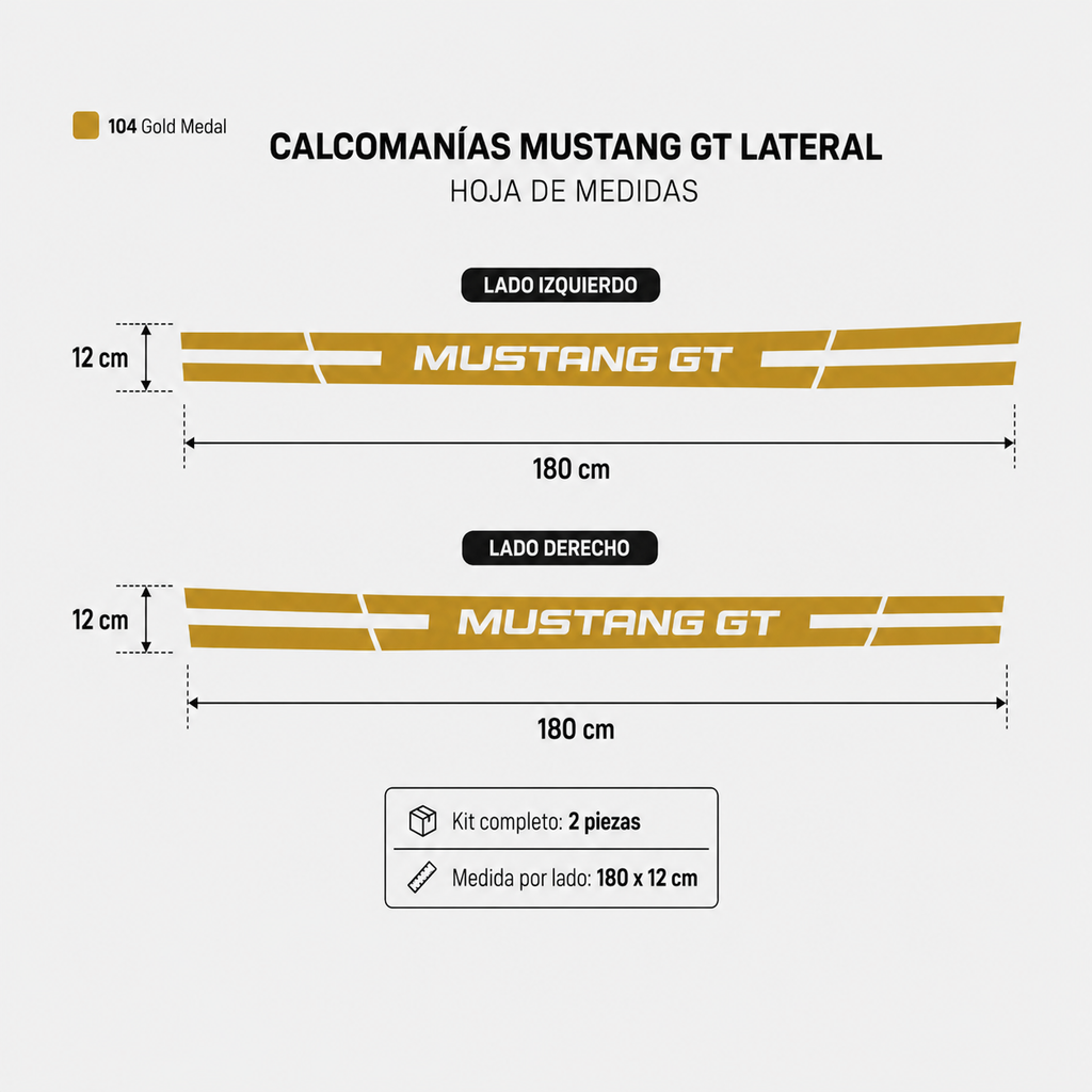 Calcomanías Mustang GT Laterales – Kit 2 Piezas