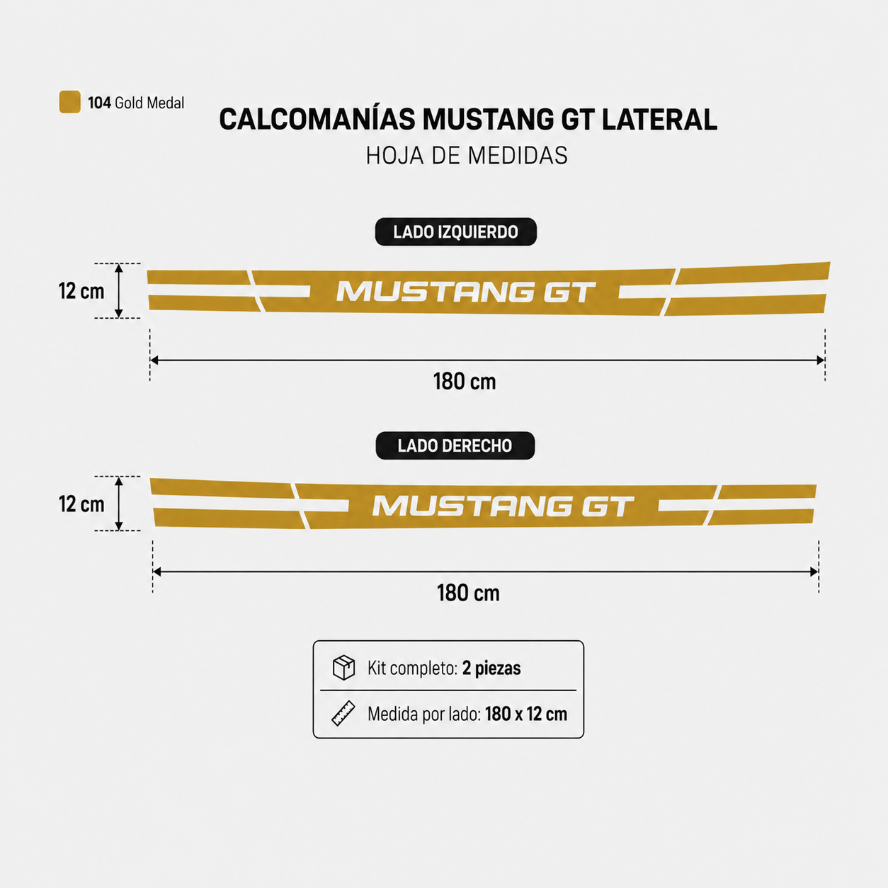 Calcomanías Mustang GT Laterales – Kit 2 Piezas