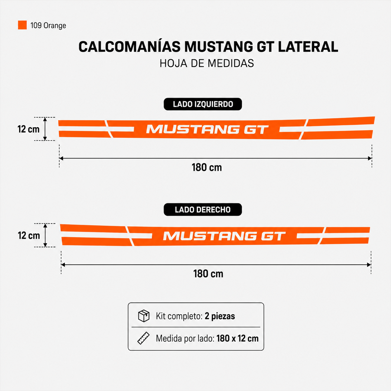 Calcomanías Mustang GT Laterales – Kit 2 Piezas