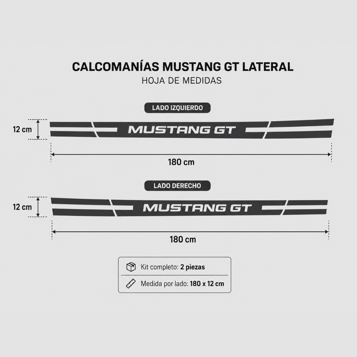 Calcomanías Mustang GT Laterales – Kit 2 Piezas