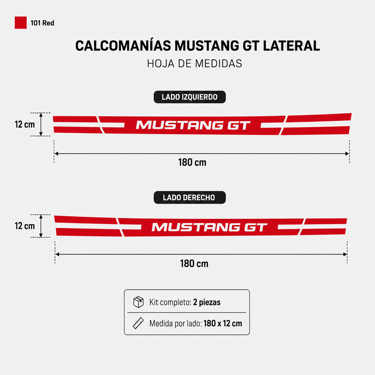 Calcomanías Mustang GT Laterales – Kit 2 Piezas