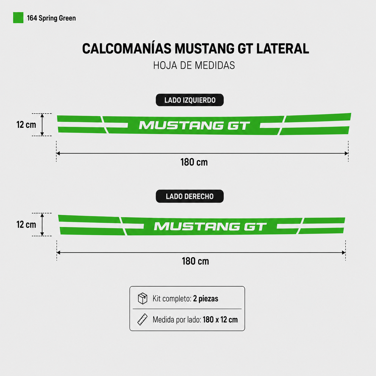 Calcomanías Mustang GT Laterales – Kit 2 Piezas