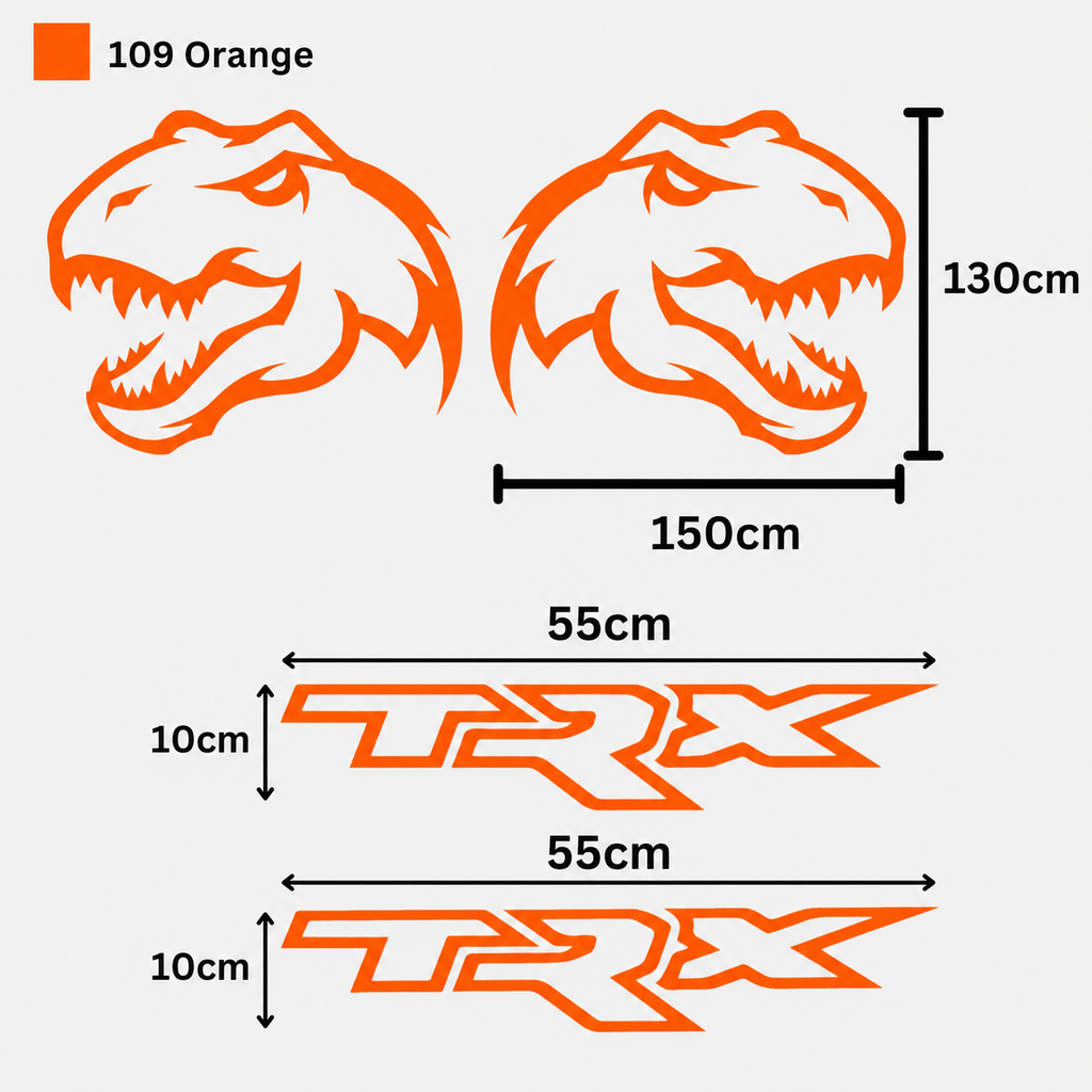 Kit Completo Calcomanías TRX Laterales + Dinosaurio T-Rex