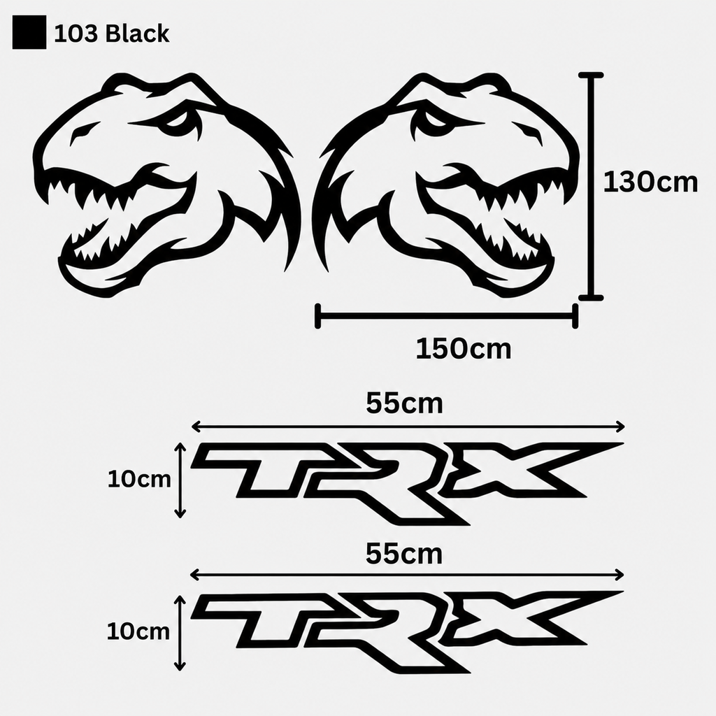Kit Completo Calcomanías TRX Laterales + Dinosaurio T-Rex