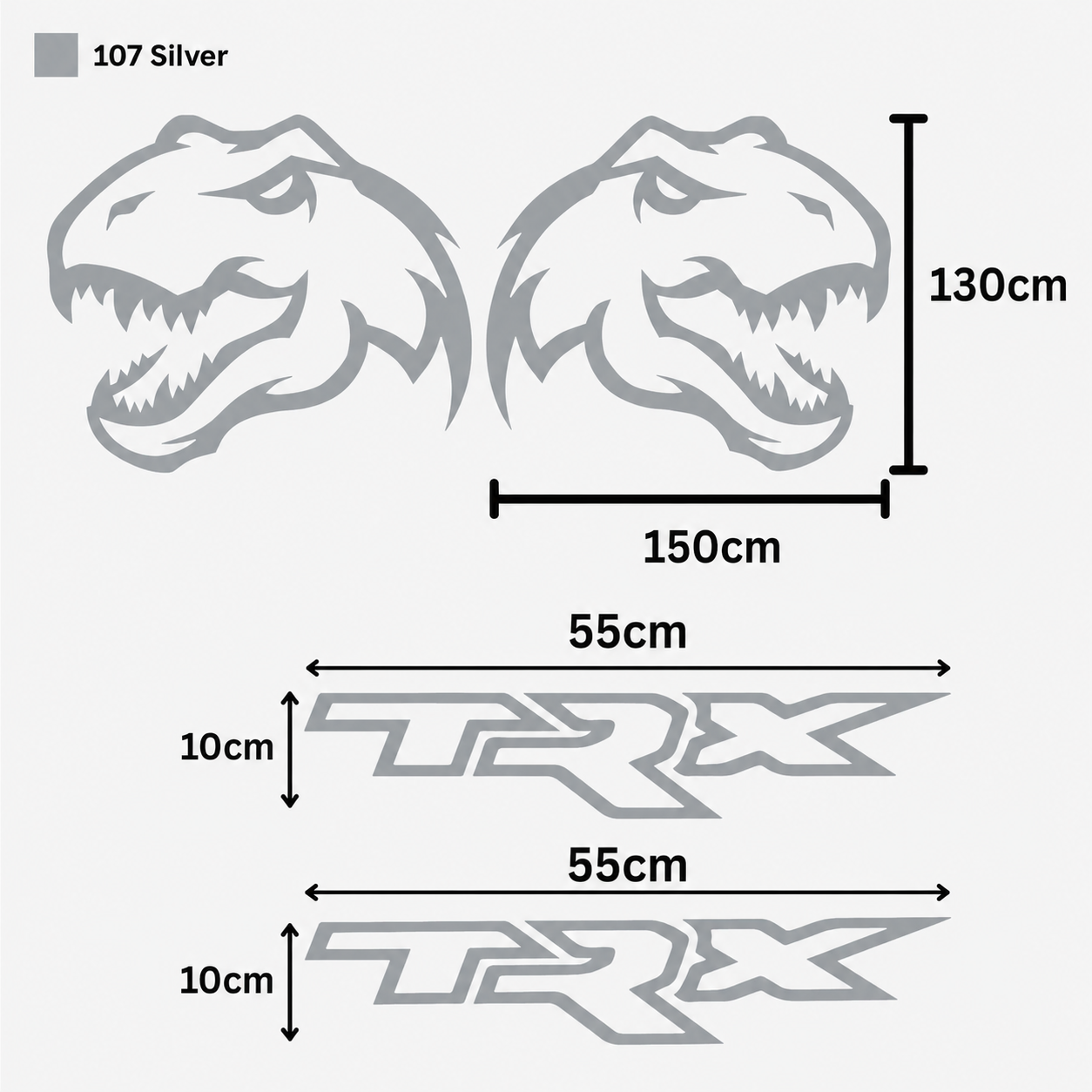 Kit Completo Calcomanías TRX Laterales + Dinosaurio T-Rex