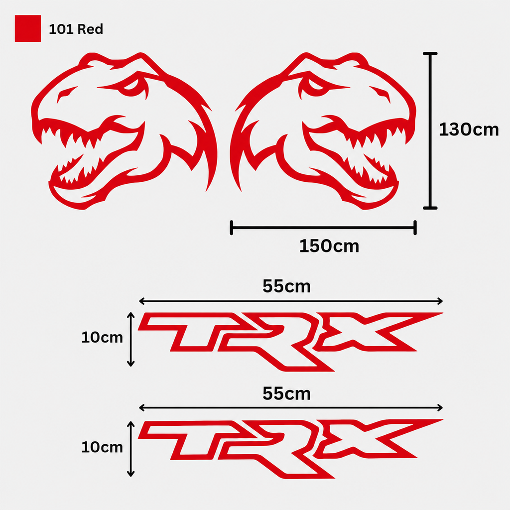 Kit Completo Calcomanías TRX Laterales + Dinosaurio T-Rex