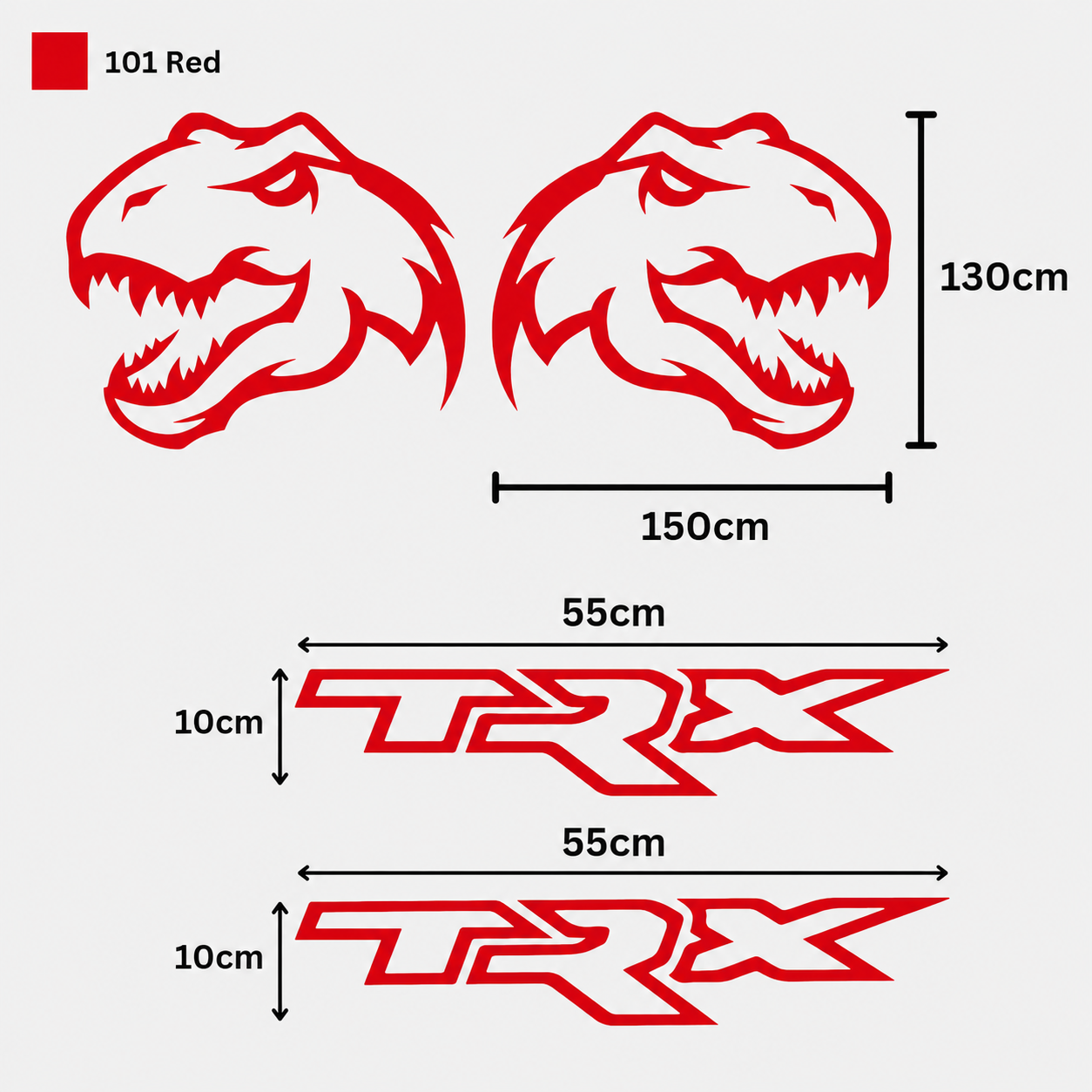 Kit Completo Calcomanías TRX Laterales + Dinosaurio T-Rex