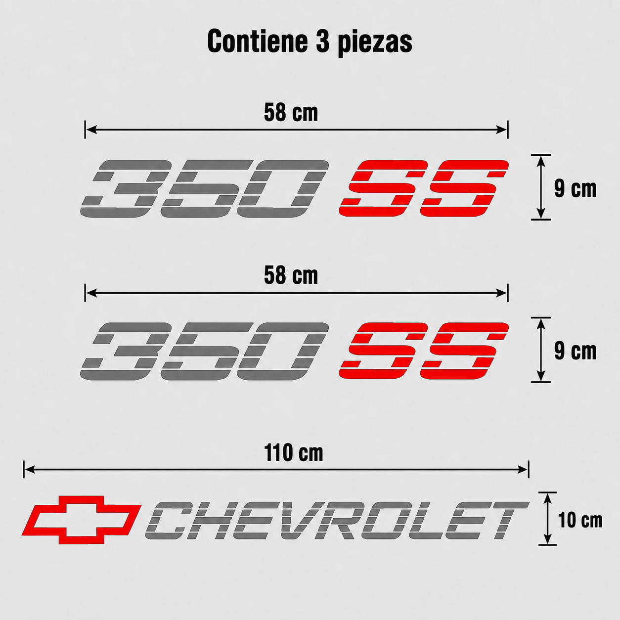 Kit Calcomanías Chevrolet 350SS – 3 Piezas en Vinil