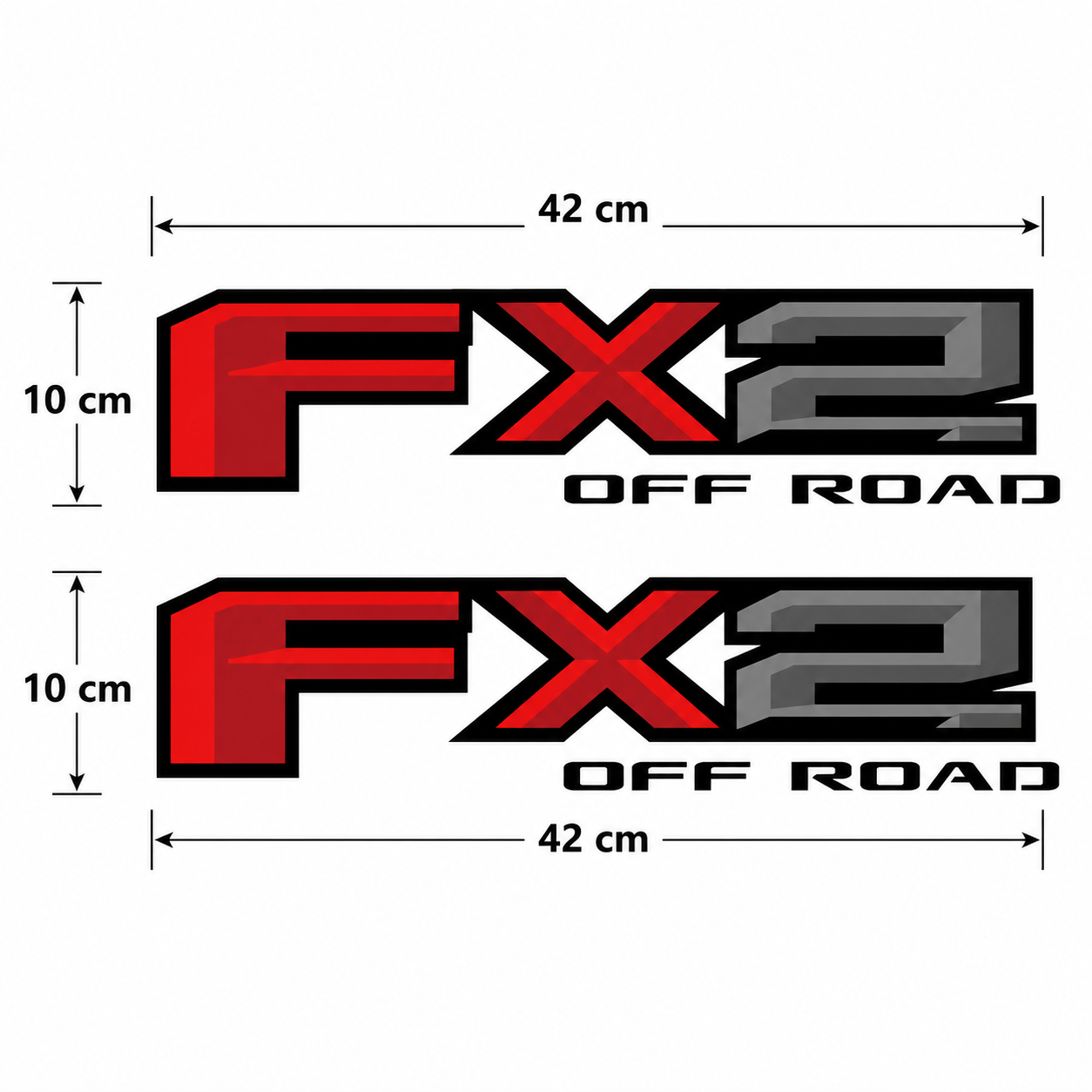 Calcomanía FX2 OFF ROAD Roja y Gris Oscuro | Kit 2 Piezas