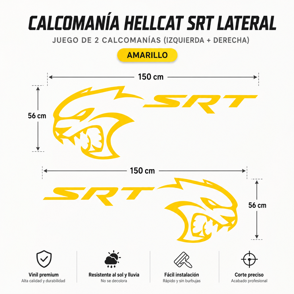 Sticker Lateral Hellcat SRT para Dodge Charger / Challenger
