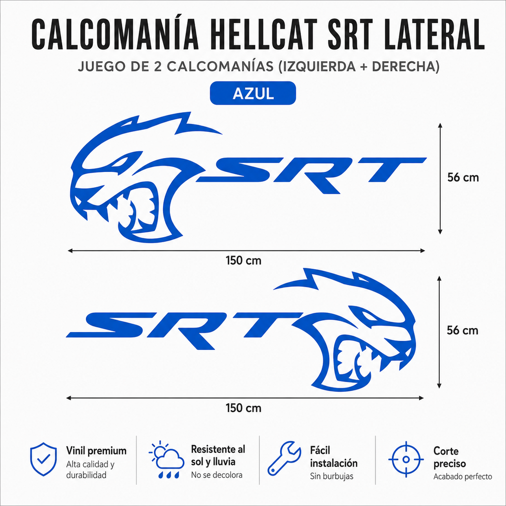 Sticker Lateral Hellcat SRT para Dodge Charger / Challenger