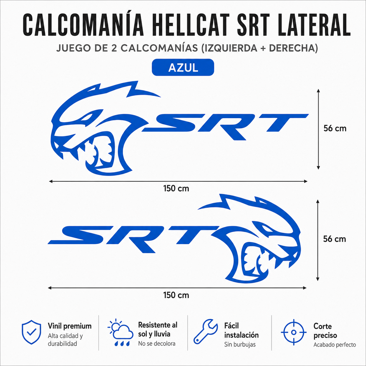 Sticker Lateral Hellcat SRT para Dodge Charger / Challenger