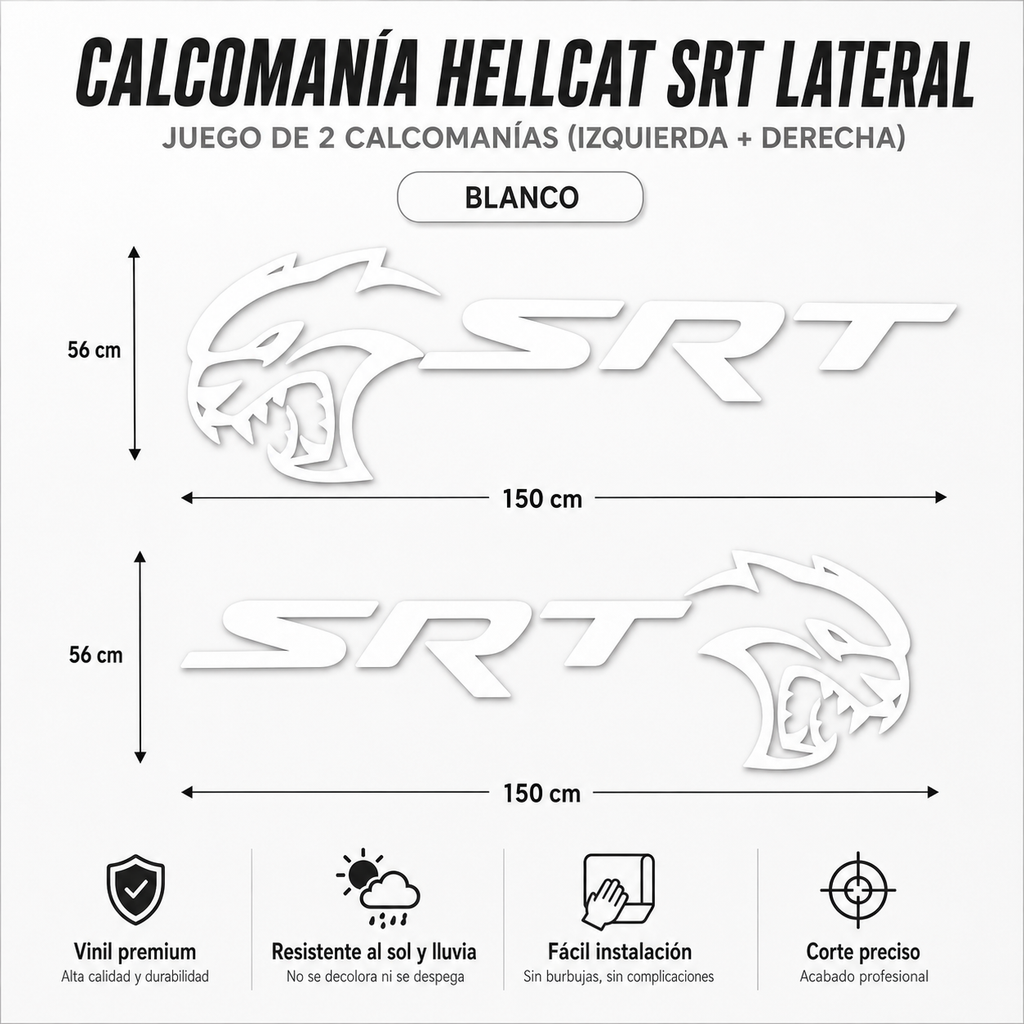 Sticker Lateral Hellcat SRT para Dodge Charger / Challenger