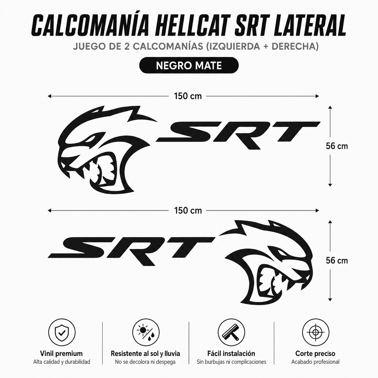 Sticker Lateral Hellcat SRT para Dodge Charger / Challenger