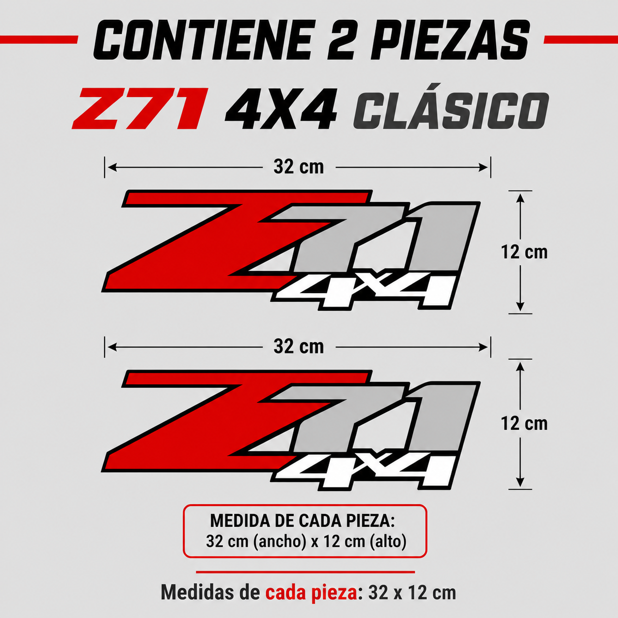 Calcomanías Z71 4X4 Clásicas – Par Izquierdo y Derecho
