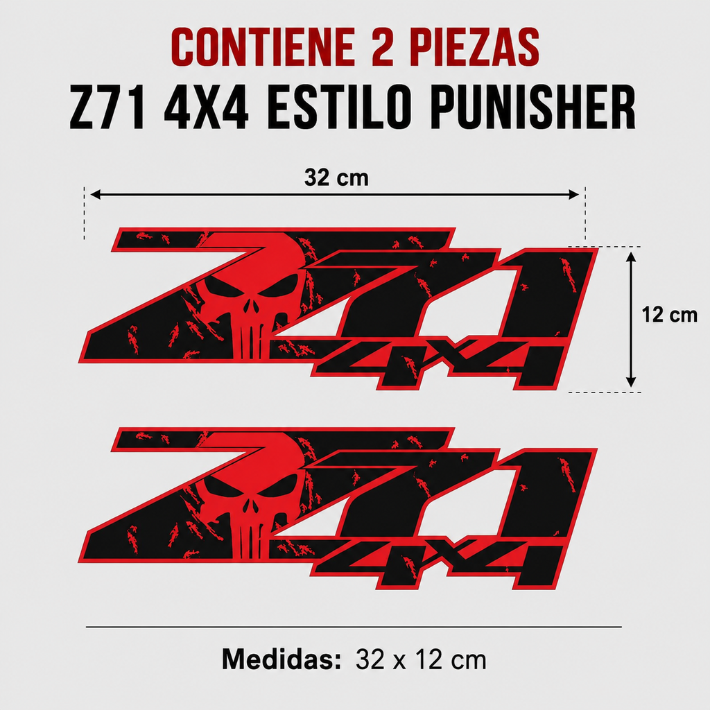Calcomanías Z71 4X4 Estilo Skull – Diseño Deportivo Off Road