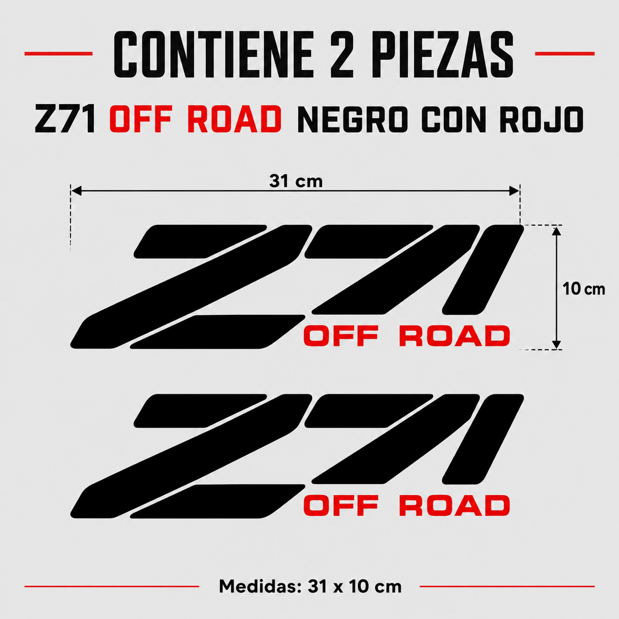 Calcomanías Z71 Off Road Negro con Rojo – Diseño Deportivo