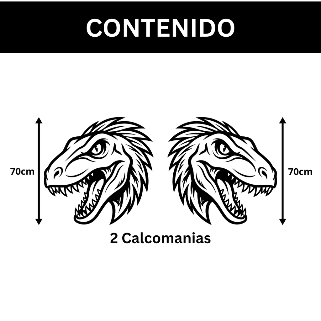 Calcomanía para camioneta, Cabeza Raptor 70x70 cm