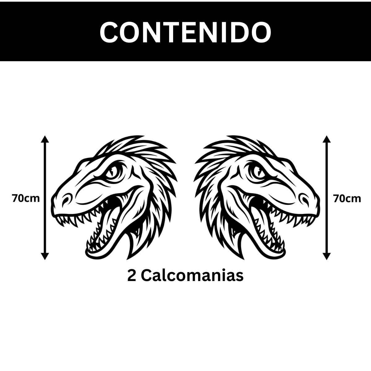 Calcomanía para camioneta, Cabeza Raptor 70x70 cm